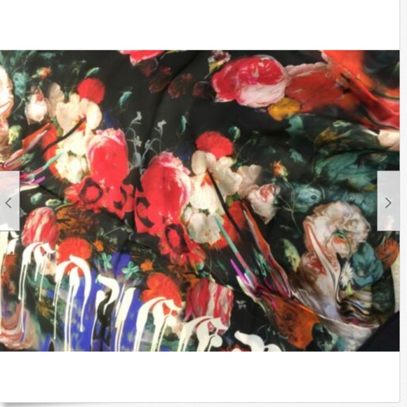 ALEXANDER MCQUEEN Shawl Square Scarf Made in ITALY 100% pure SILK Floral NEW - Picture 8 of 8